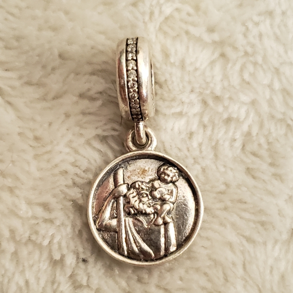 Pandora St.Christopher Guardian of Travel Dangle Charm 791715CZ